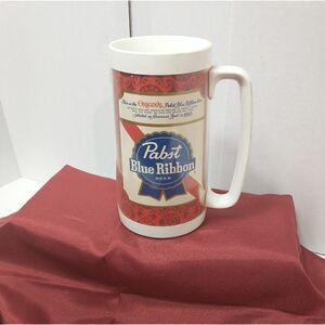 Pabst Blue Ribbon Beer Thermo-Serv Plastic Mug STEIN - Made In USA - 6.25" Tall